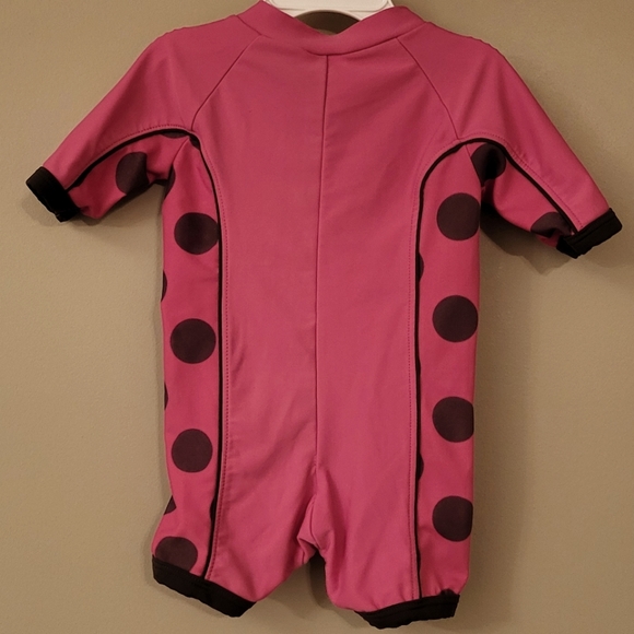 Pink polka dot rashguard swimsuit - Picture 2 of 4